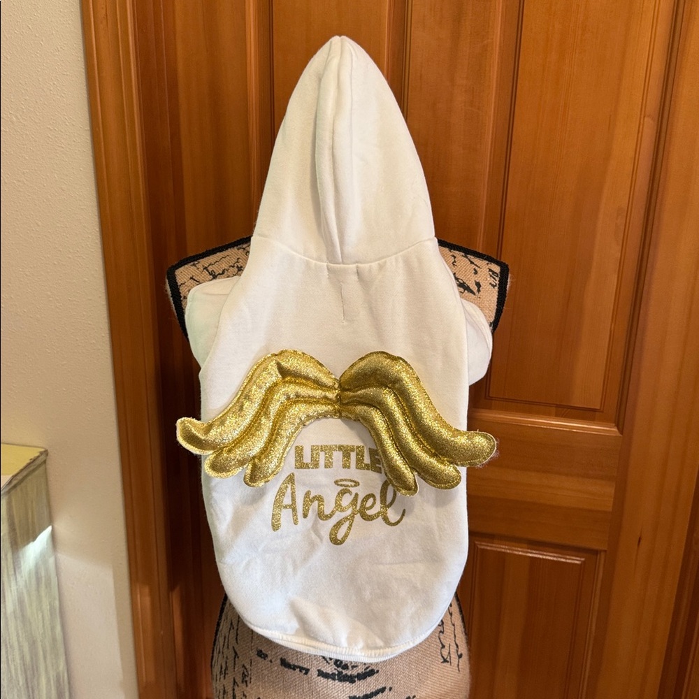 🆕 NWT Dog Hooded sweatshirt with Gold Angel Wings